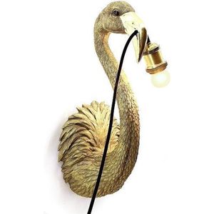 Kitchen Trend - Wandlamp Gouden Flamingo - Dierenlamp - Wandlamp binnen - 50x20,5x19 cm