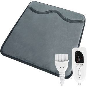 Ultrazachte elektrische voetenwarmer, draagbaar warmtekussen voor voeten, rug, buik, krampen, oververhittingsbeveiliging, donkergrijs