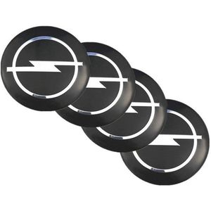 JGS Premium - Stickerset autovelgen 56 mm badge logo zwart (Set van 4) - Opel geschikt - Auto velgcover stickers met logo - Eenvoudige installatie