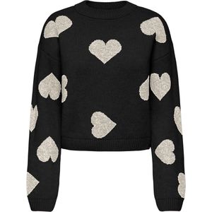 Only Trui Onlhappie Ls Pullover Knt 15359168 Black/birch/full Dames Maat - S