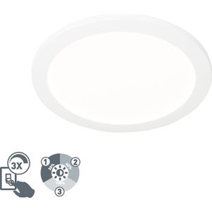 QAZQA steve - Moderne Dimbare LED Plafondlamp met Dimmer voor badkamer - 1 lichts - Ø 300 mm - Wit - Woonkamer | Slaapkamer | Keuken