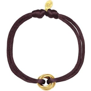 Satijnen armband Knot - Verstelbaar - One Size - Bruin - Trendy