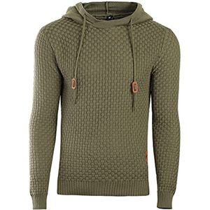 Heren casual lange mouwen trui met capuchon en geruit jacquard ontwerp
