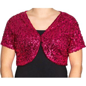 Feestelijke - bolero - vol met pailletten - fuchsia - donker roze - L/XL - 40/42 - Toppers 2025