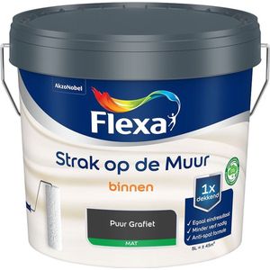 Flexa - Strak op de Muur Binnen Muurverf Mat - Puur Grafiet - Mengverf - 5 Liter