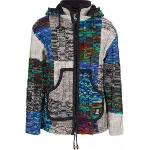 Gebreid Wollen Dames Vest van Schapenwol met Polyester Fleece voering en afneembare capuchon - SHAKALOHA - W Rib Patch ZH MixMulti L