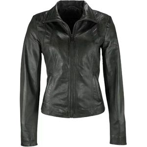 Groen dames korte leren jas-Vactoria XS