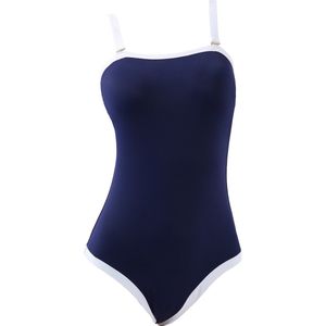 Emilie collection - badpak - marineblauw - met witte rand - M