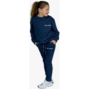 Basic Sweater Unisex - 100% katoen 320 GSM - Regular Fit - Maat 110-116 - Marineblauw