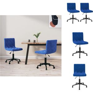 vidaXL Eetkamerstoelen - Set van 2 - Draaibaar - Fluweel - Blauw - 40x43x(76-87.5)cm - Zwart Staal - Eetkamerstoel