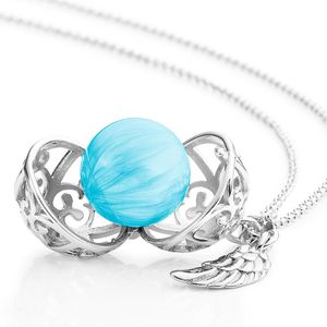Engelsrufer - Halsketting - 925er Zilver - Engelsrufer met Klankbal - Turquoise - Grootte XS