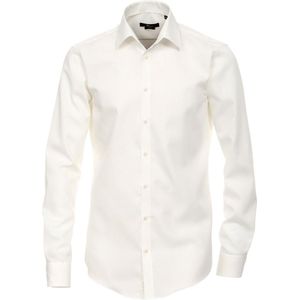 VENTI modern fit overhemd - mouwlengte 7 - beige - Strijkvrij - Boordmaat: 43