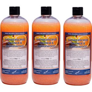 Showerscrub Sweet Orange & Cedarwood 1 liter - set van 3 stuks - verfrissende scrubgel - exfoliërende bodyscrub