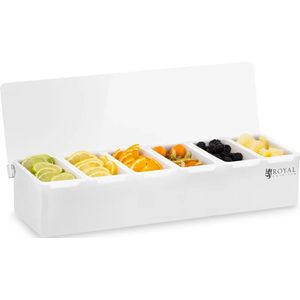 Royal Catering Ingrediëntencontainer opzetstelling - RVS/PP - 6 x 450 ml