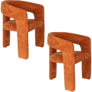 Housecraft Living Valentin Eetkamerstoel Gestoffeerd Oranje - Set van 2