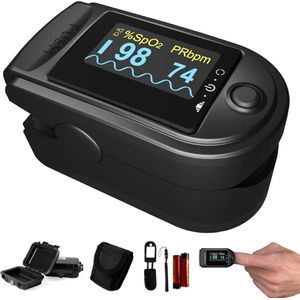 DailySupplies® Saturatiemeter Zuurstofmeter Vinger - Hartslagmeter - Bloeddrukmeters - Zwart