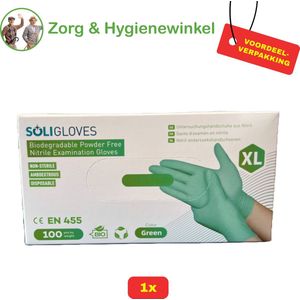 Nitril handschoenen - SOLI BIO groen ongepoederd - maat XL - doos 100 stuks