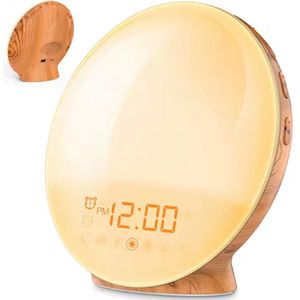 Souiri Wake-Up Light – Wekkerradio met dubbele wektijd – Slaaphulp met USB aansluiting