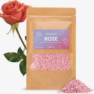 NEOMANN Wax Parels voor Ontharing met Wax 450g - Rozengeur - harde Wax of Sax voor Pijnloze Ontharing met Waxkralen - voor Alle Waxverwarmers en voor het Hele Lichaam, Gezicht, Bikinilijn