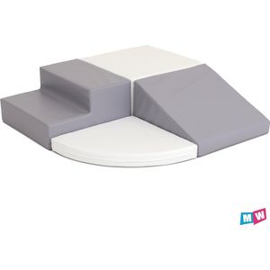 Soft Play foam speelset Crawler grijs/wit - Soft Play schuimblokken set - foam blokken set met glijbaan