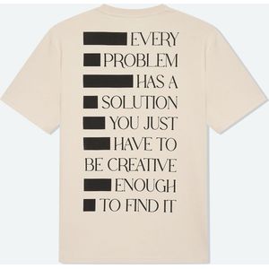 Solution Clothing Creative - Casual T-shirt met Print - Lang - Korte Mouwen - Volwassenen - Heren - Mannen - Beige - L