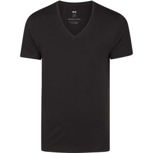 WE Fashion Heren 'deep' V-neck T-shirt van biologisch katoen - Maat M