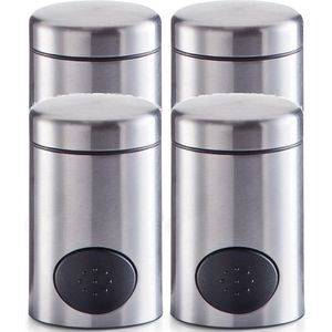 4x Zoetjes dispensers 8,5 cm RVS - Zeller - Keukenbenodigdheden - Koffie/thee drinken - Zoetstof tabletten dispensers - Zoetjes dispensers