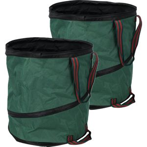 Progarden pop- 2x -up tuinafvalzak - opvouwbaar - rond - groen - 85 liter - bladeren opruimen