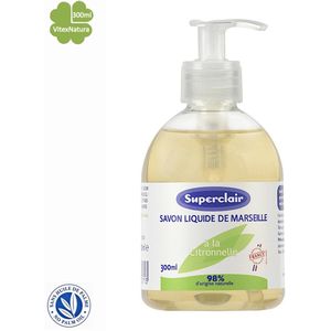 Marseille vloeibare zeep 300ml | Verrijkt met essentiële olie van citroengras en glycerine | Superclair