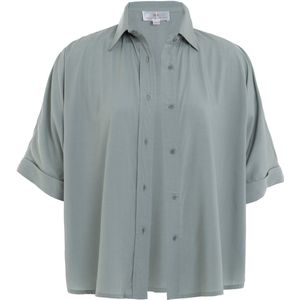 Knit Factory Nova Dames Blouse - Casual Dames Blouse - Gemaakt van 100% modal viscose - Zacht en Rekbaar - Vintage Green - 36/38