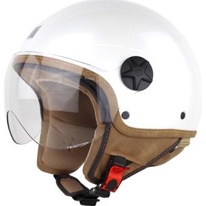 Motocubo Ant - Jethelm met Vizier - ECE 22.06 goedgekeurd - Geschikt als Scooter Brommer Motor Snorfiets helm - maat S - Parel Wit