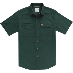 Casual Denim Overhemd voor Mannen - Korte Mouwen, Regular Fit, Vintage Look - Donkergroen