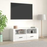 The Living Store Tv-kast - Klassiek - Media - 100 x 35 x 40 cm - Ken- Hoogglans wit bewerkt hout