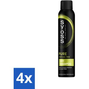 4 x SYOSS - Pure Fresh Droogshampoo - Shampoo - Langdurige Styling - 200ml - Droogshampoo - Fris Haar - Haarverzorging - Sjoss - Droogshampoo Zonder Siliconen