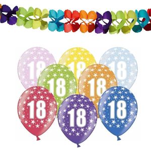 Partydeco 18e jaar verjaardag feestversiering set - Ballonnen en slingers