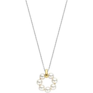 TI SENTO Dames Ketting - 925 zilver - Parel met geel verguld - Maat 42 - 34036YP