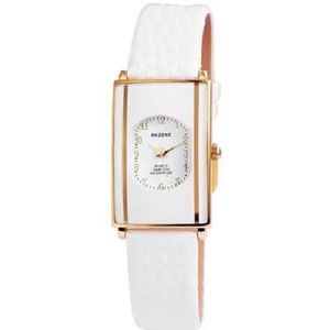 Akzent-ss7302000036-dameshorloge-wit/goudkleurig-3 atm waterdicht-rechthoekig-afmeting uurwerk 32x21 mm