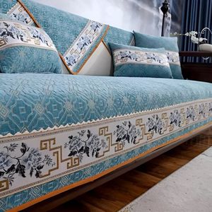 E-Shop4u® - Geometrische Jacquard Chenille Bankhoes - Sofacover - Antislip & Machinewasbaar - Beschermhoes - Voor Alle Seizoenen - bankhoes hoekbank - sofa cover - bank hoes - bank beschermer - kussenhoes - 100% Polyester - 110X160cm - Groen