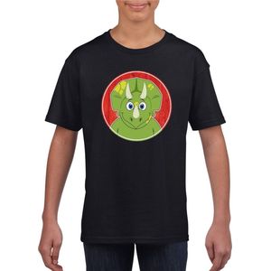 Kinder t-shirt zwart met vrolijke dinosourus print - dinosouriers shirt - kinderkleding / kleding 134/140