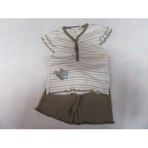 Wiplala - Zomer pyjama - Meisje  Wit / bruin - Streep - 6 maand 68