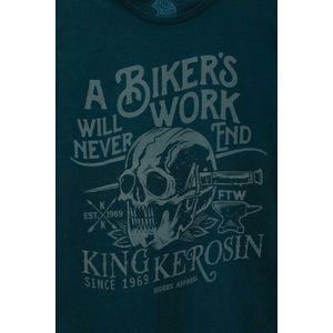 King Kerosin T-Shirt Bikers Work Watercolour Blue-S