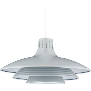 Relaxdays hanglamp metaal - ronde pendellamp keuken - eettafellamp - plafondlamp woonkamer - donkergrijs