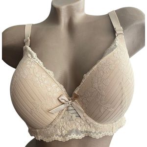 Dames Beha - Voorgevormd kanten bh met beugel - 7715 - 90C beige