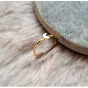 Jewels88 Ring Goud Maan- Verstelbare Ring Dames- Stainless Steel RVS- Gouden Ring met Maantje
