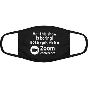 Zoom vergadering | gezichtsmasker | bescherming | bedrukt | logo | Zwart mondmasker van katoen, uitwasbaar & herbruikbaar. Geschikt voor OV