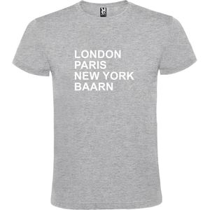 Grijs T-shirt 'LONDON, PARIS, NEW YORK, BAARN' Wit Maat XL