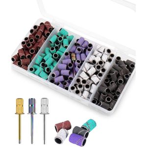 YUBBI Nagelfrees Schuurrolletjes Incl 3 Mandrel Bitjes - Mix Set #80/#120/#150/#180/#220 - Totaal 250 Stuks