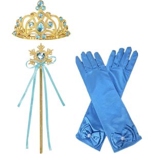 Het Betere Merk - Prinsessen Speelgoed - Prinses Kroon (Tiara) - Toverstaf - Prinsessen Handschoenen - Goud