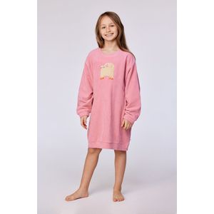 Woody - Meisjes/Dames Slaapkleedje in Velours - Roze - 16 jaar