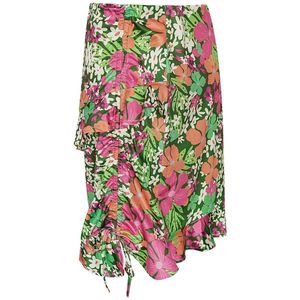 YWG - Rok kleurrijke bloemen - groen/roze Multi - maat L